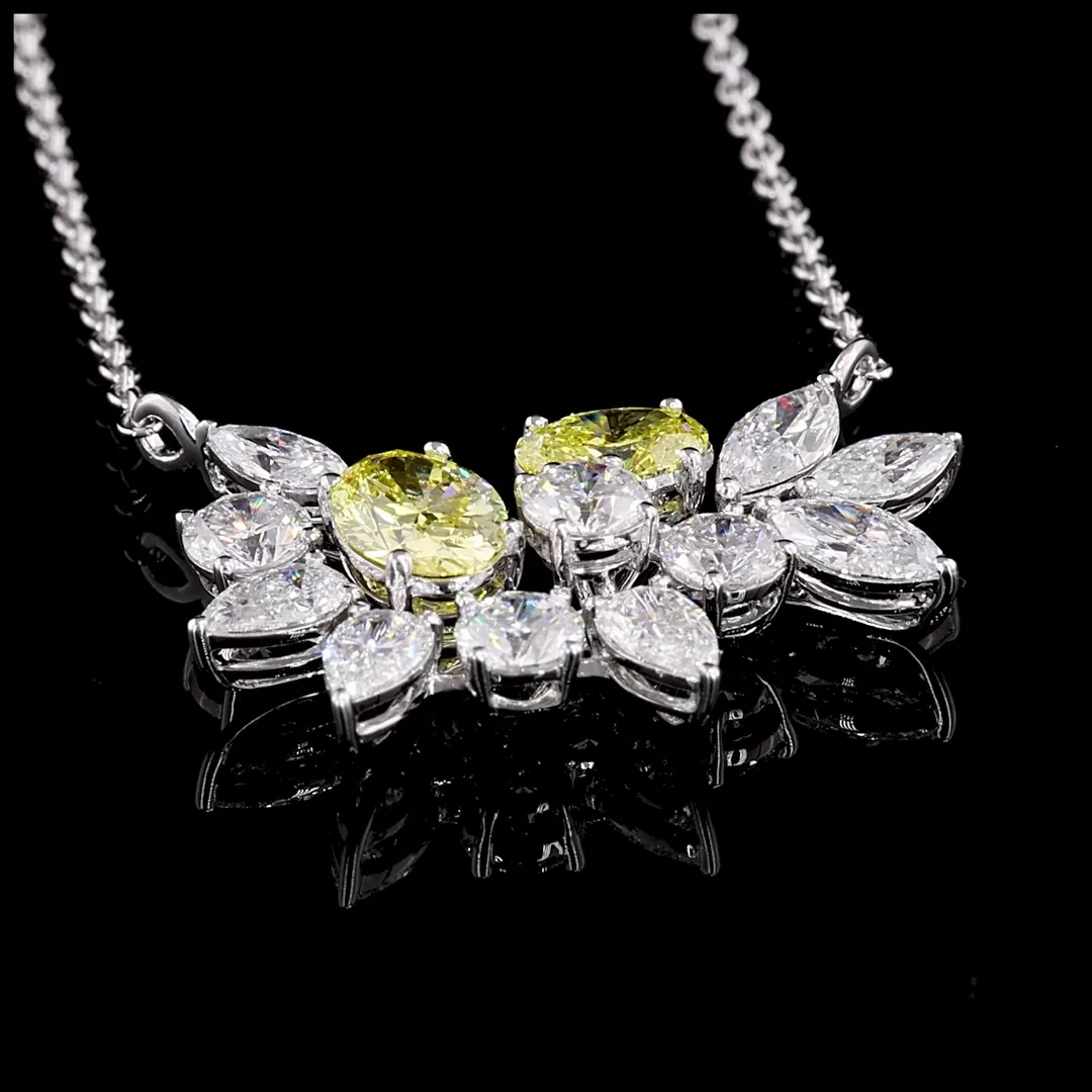 3.76 Cts 14k White Gold Mix Shape Special Pendant - Image 3