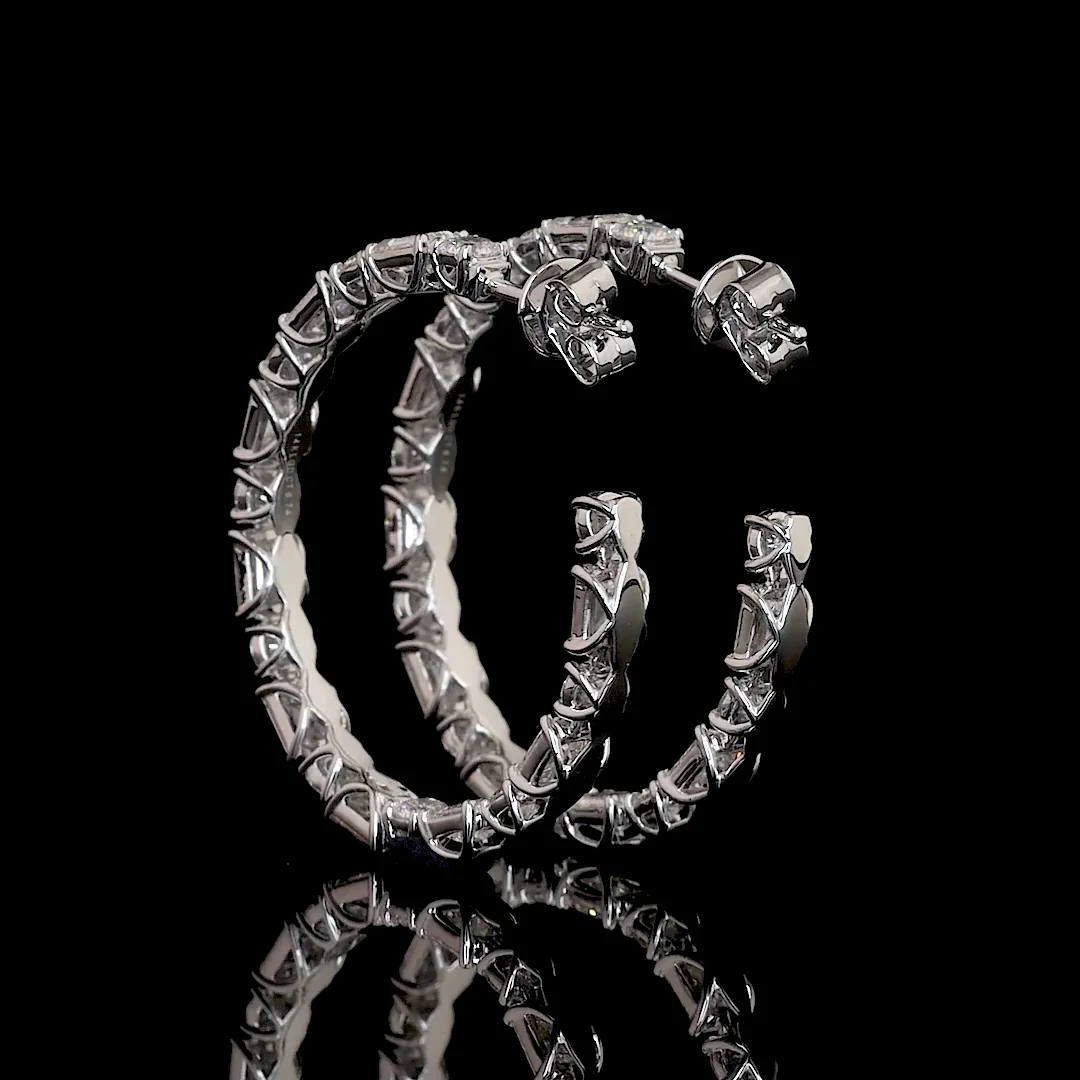 6.74 Cts 14k White Gold Mix Shape C Hoops Earring - Image 2