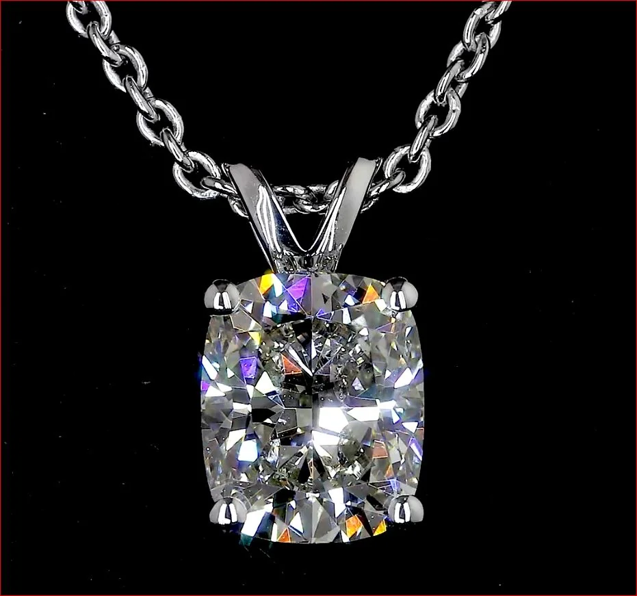 1.91 Cts 14k White Gold Cushion Shape Solitaire Pendant - Image 2