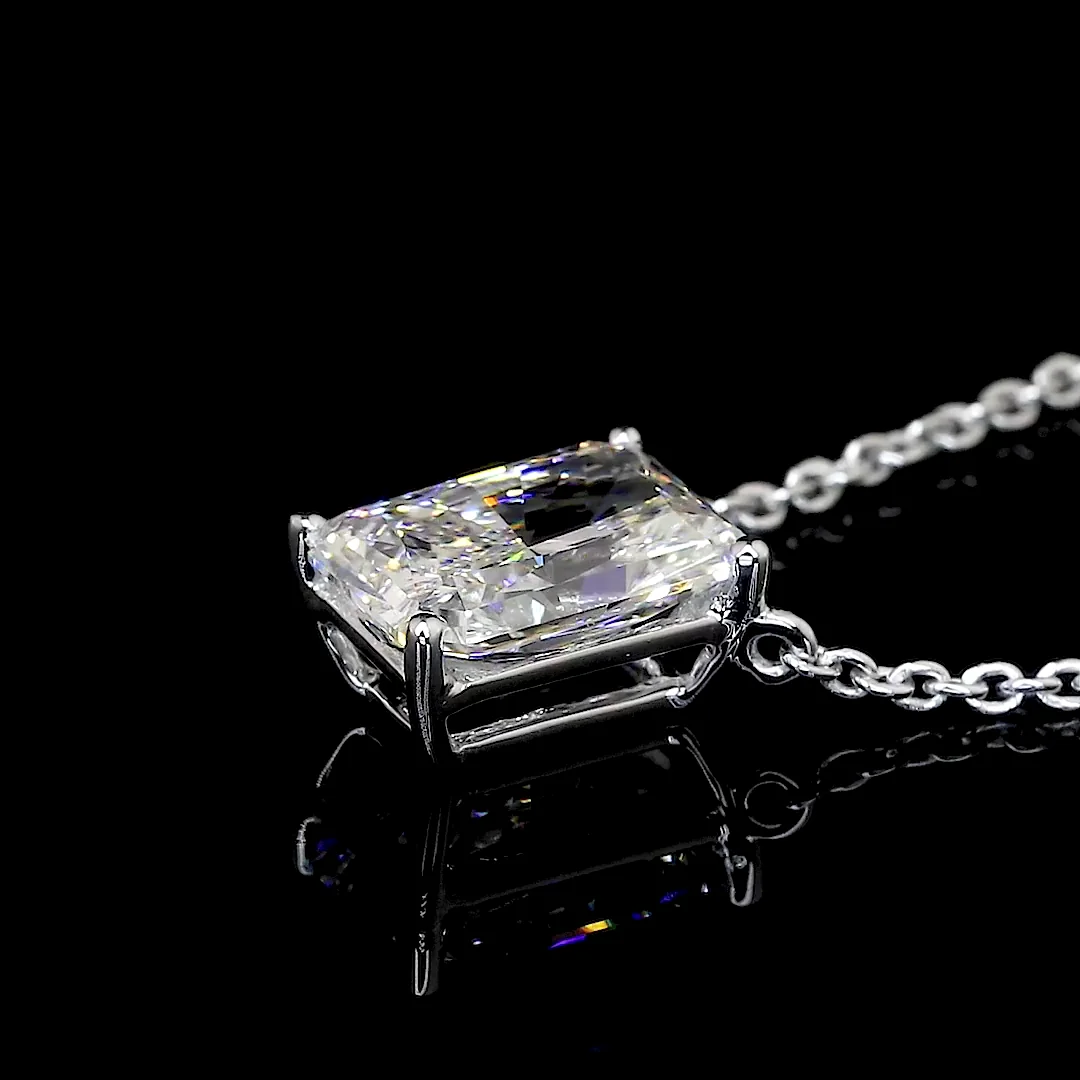 1.97 Cts 14k White Gold Radiant Shape Solitaire Pendant - Image 4
