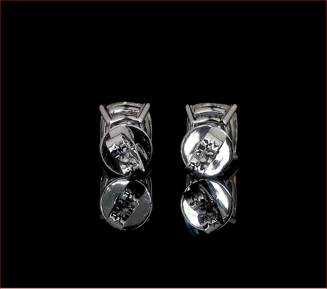 6.01 Cts 14k White Gold Cushion Modified Shape Studs Earring - Image 3