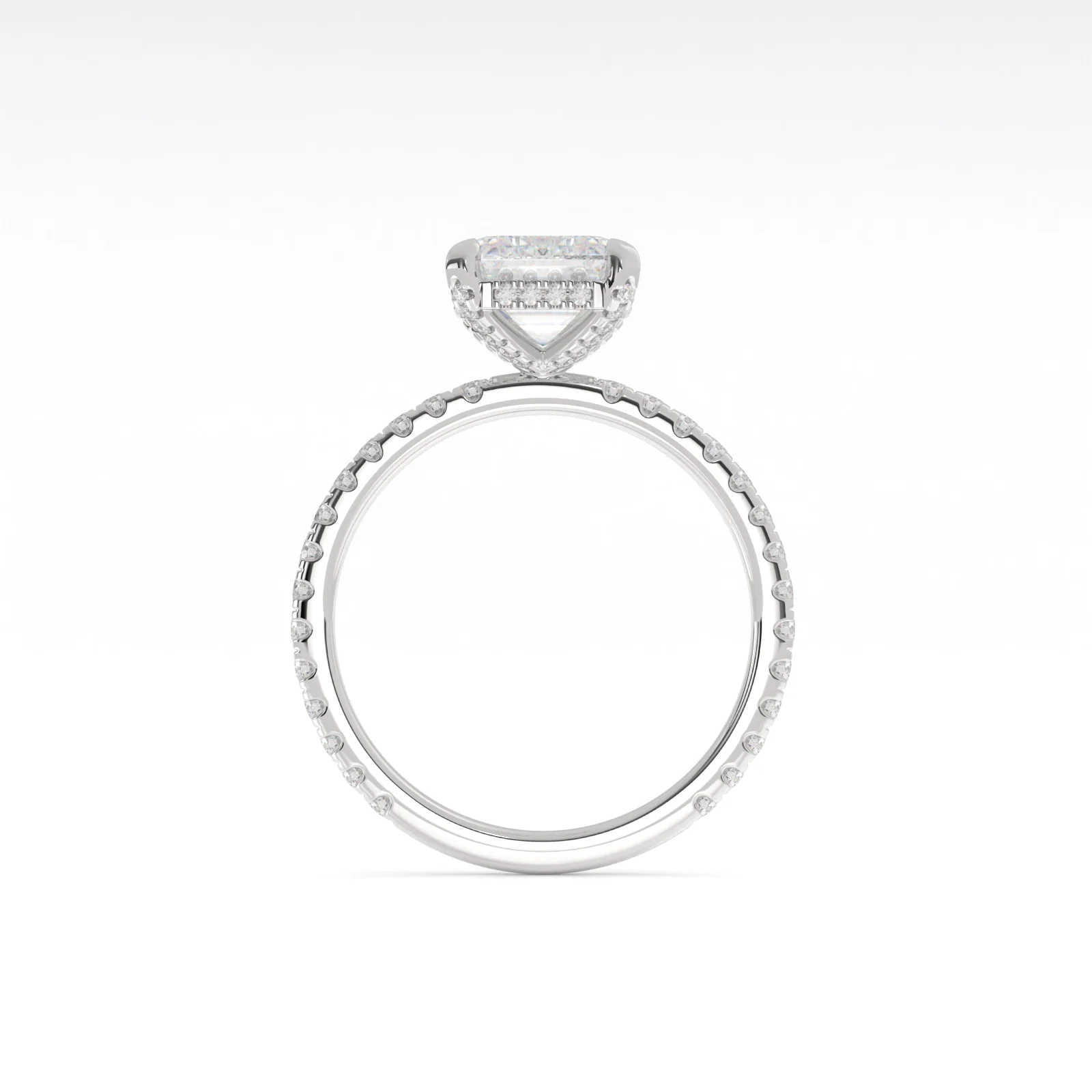 7.84 Cts 14k White Gold Emerald Shape Hidden Halo Ring - Image 2