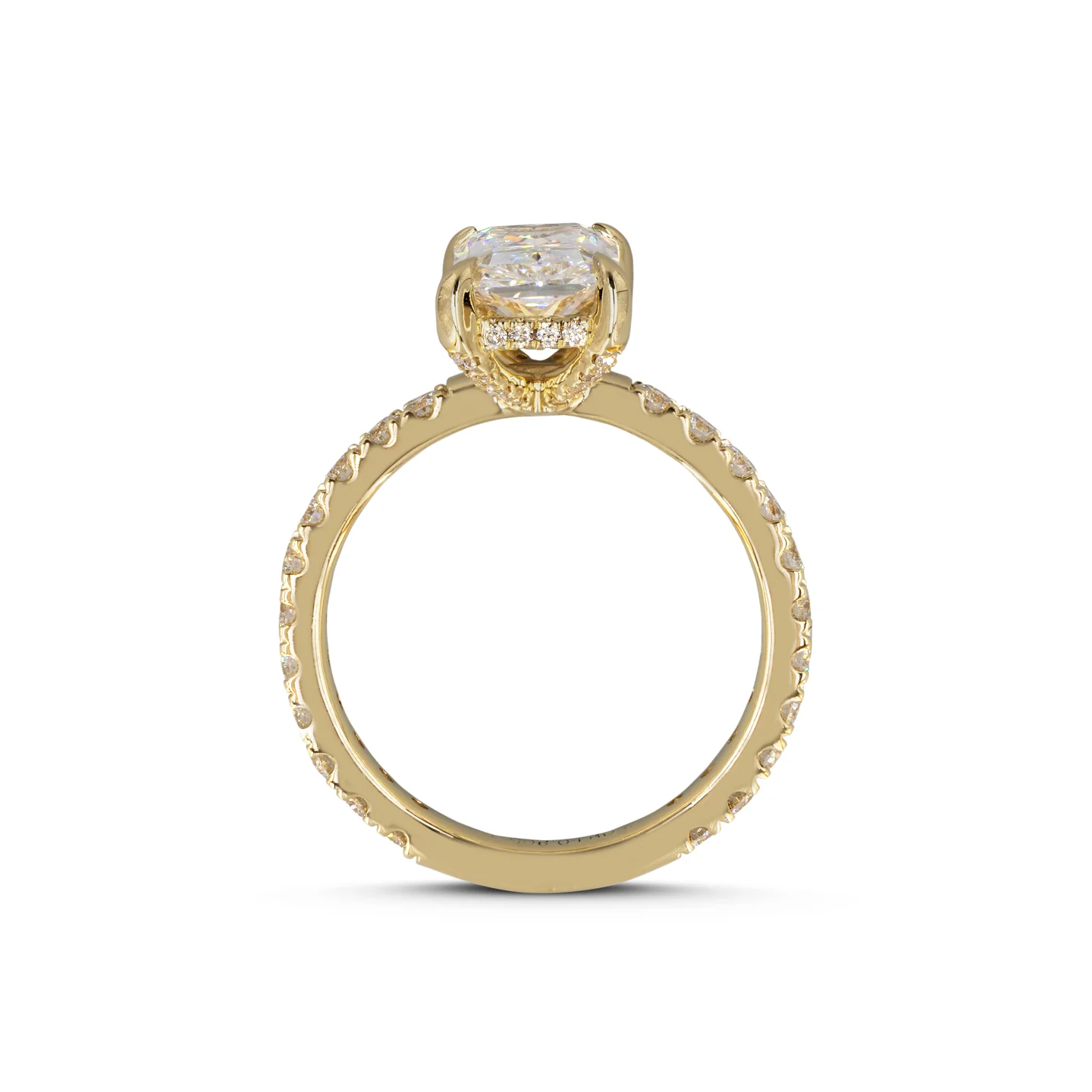 3.96 Cts 14k Yellow Gold Radiant Shape Hidden Halo Ring - Image 3
