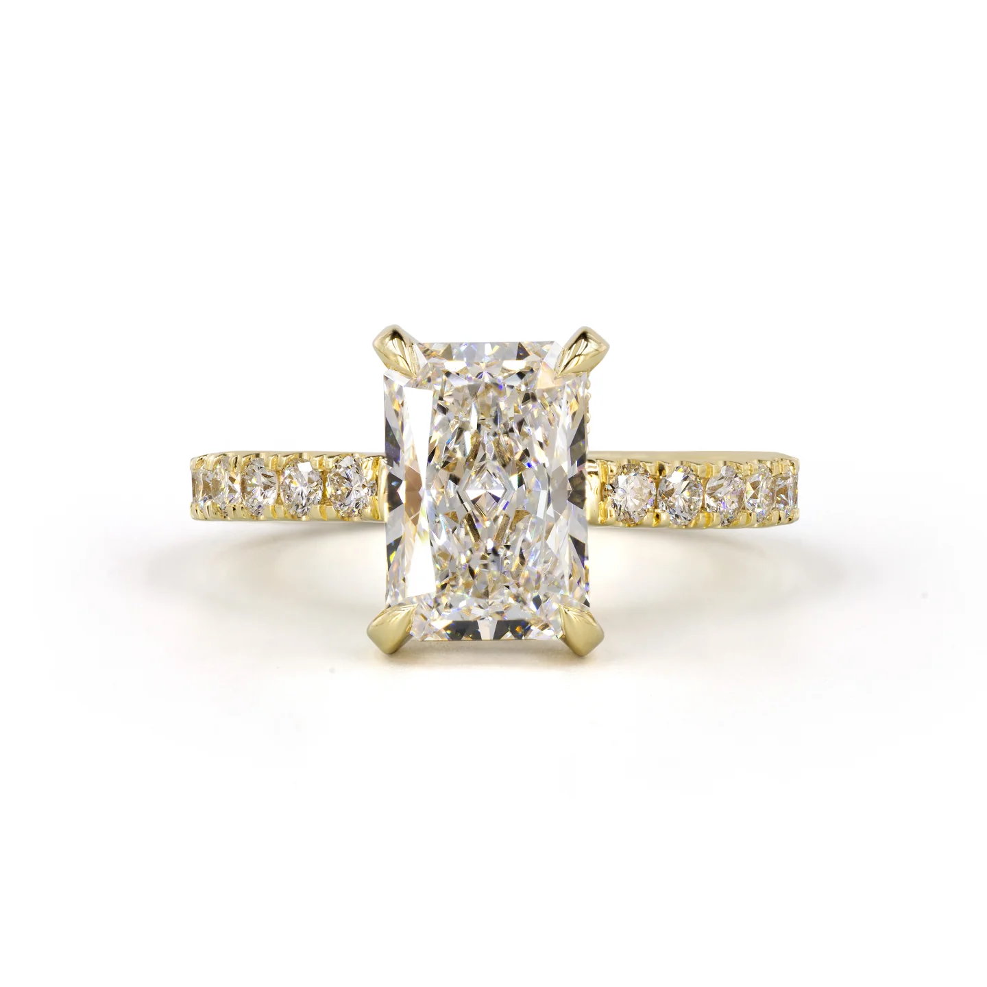 3.96 Cts 14k Yellow Gold Radiant Shape Hidden Halo Ring - Video