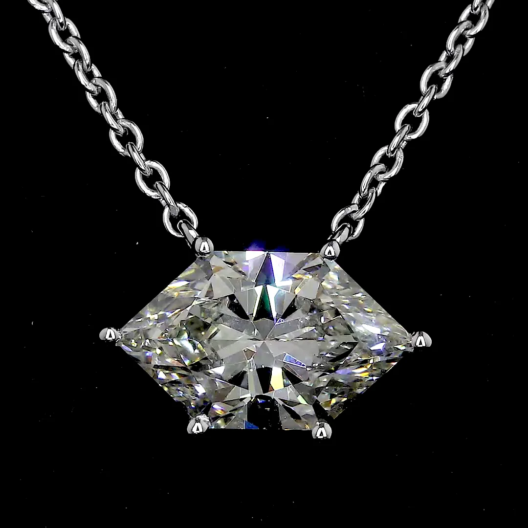 1.57 Cts 14k White Gold Antique Marquise Shape Solitaire Pendant - Image 2