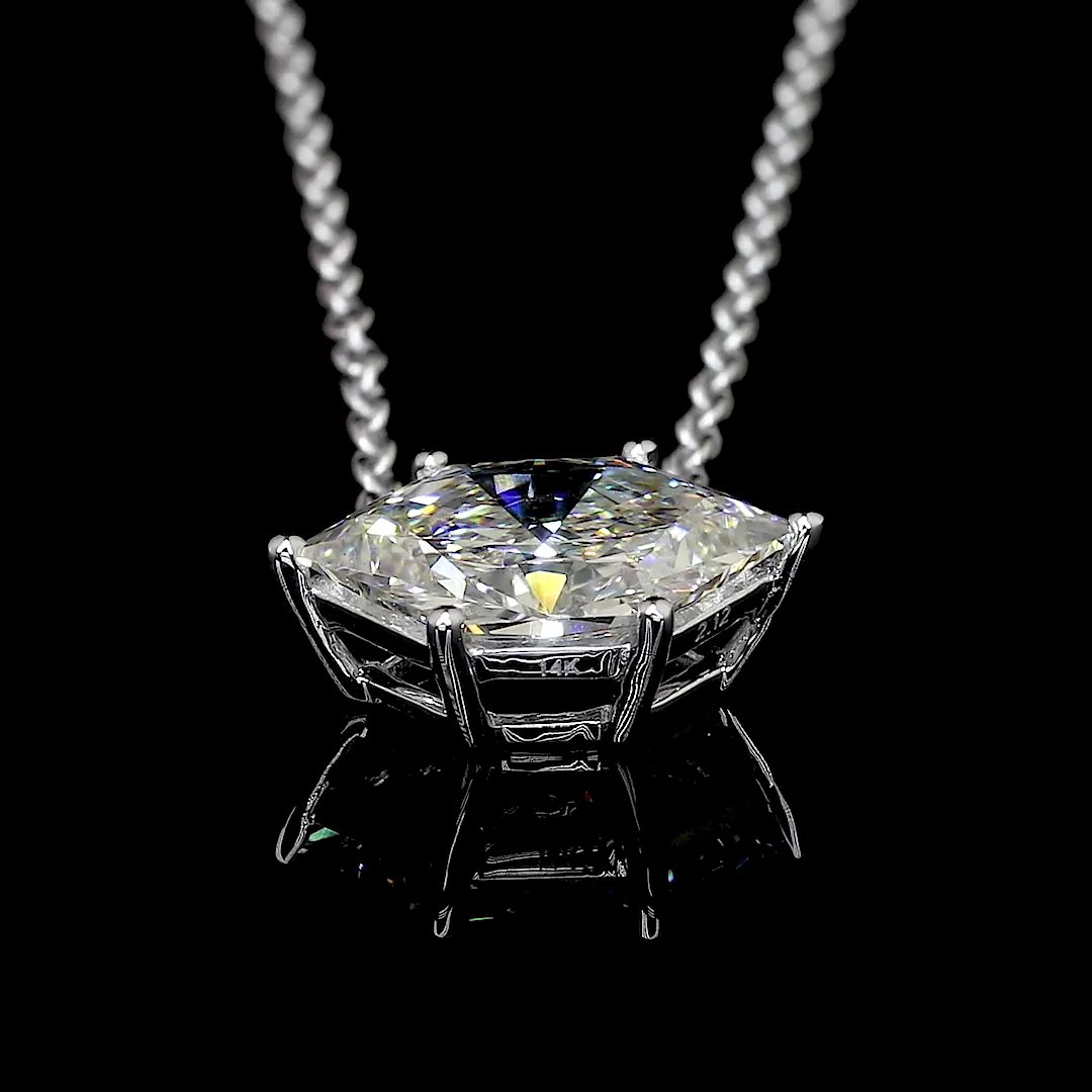 1.57 Cts 14k White Gold Antique Marquise Shape Solitaire Pendant - Image 4
