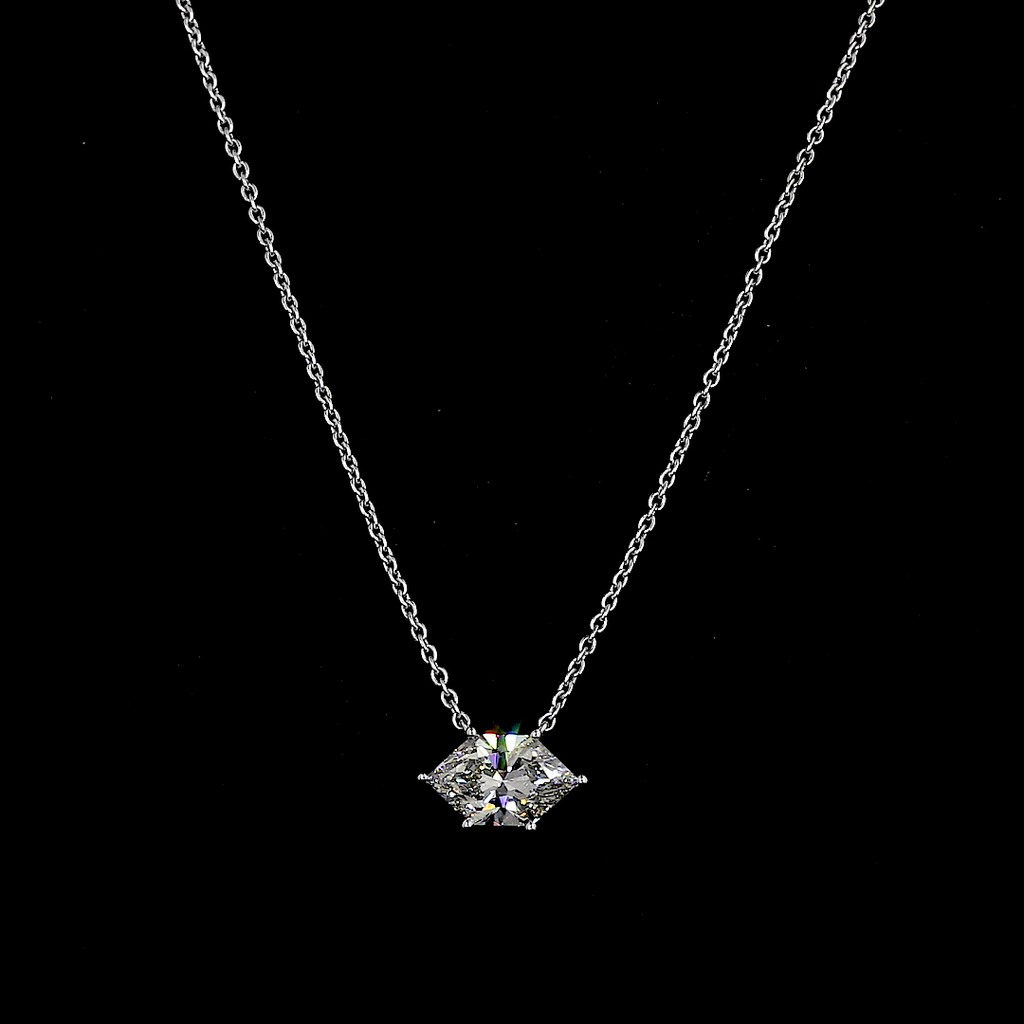1.57 Cts 14k White Gold Antique Marquise Shape Solitaire Pendant - Video