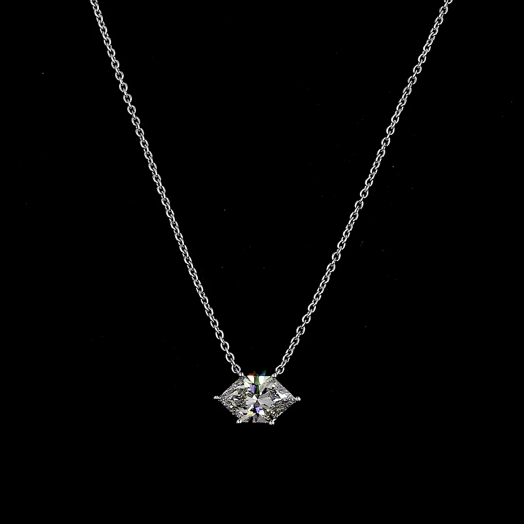 1.57 Cts 14k White Gold Antique Marquise Shape Solitaire Pendant - Video