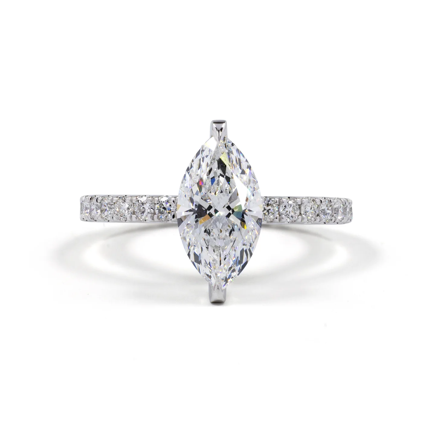 1.73 Cts 14k White Gold Marquise Shape Hidden Halo Ring - Video