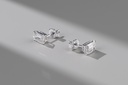 0.74 Cts 14k White Gold Emerald Shape Studs Earring - Image 3