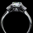 5.24 Cts 18k White Gold Emerald Shape 3 Stones Ring - Image 2