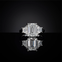 5.24 Cts 18k White Gold Emerald Shape 3 Stones Ring - Video