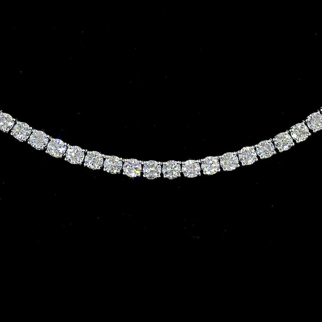 6.03 Cts 14k White Gold Round Shape Tennis Necklace - Image 3