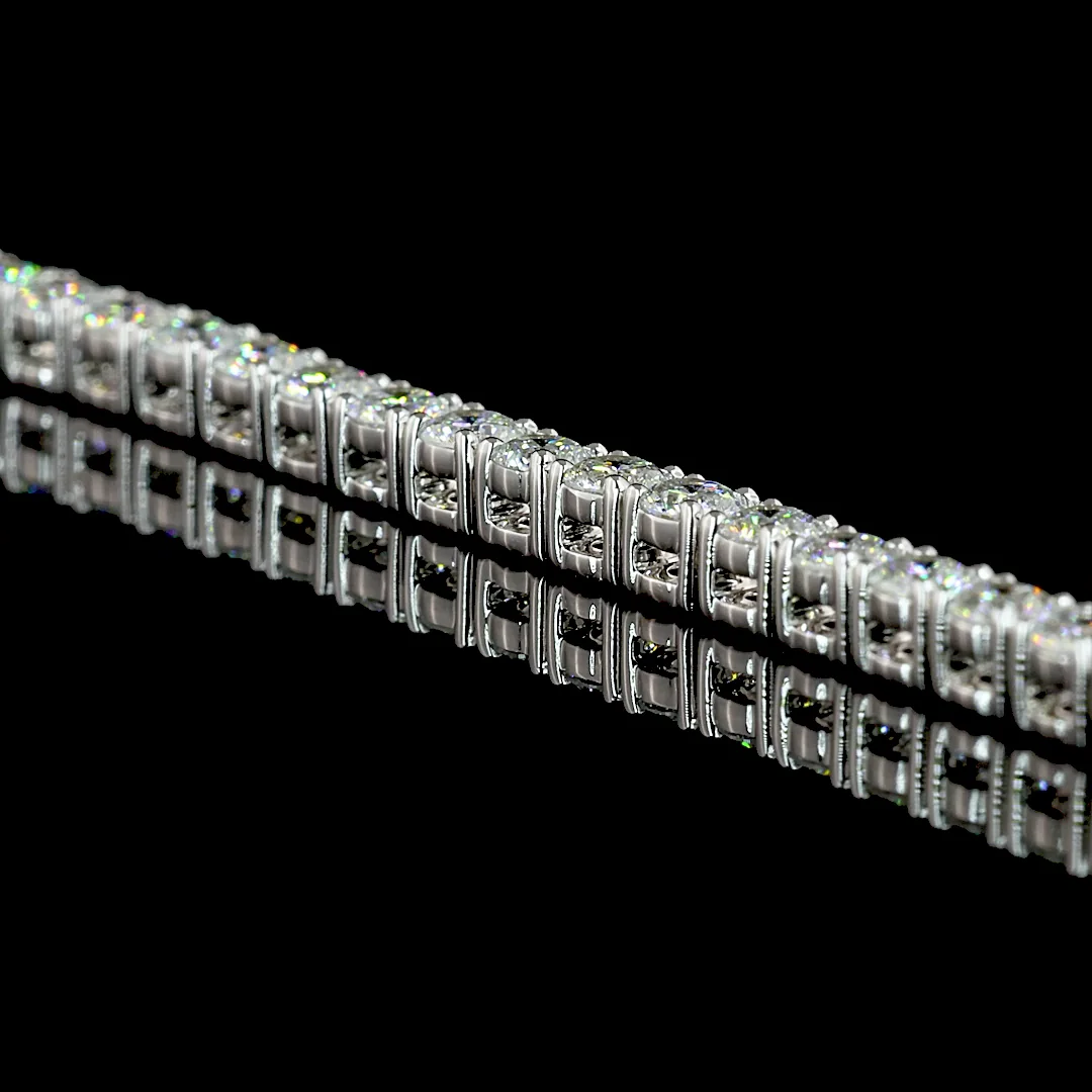 6.03 Cts 14k White Gold Round Shape Tennis Necklace - Image 4