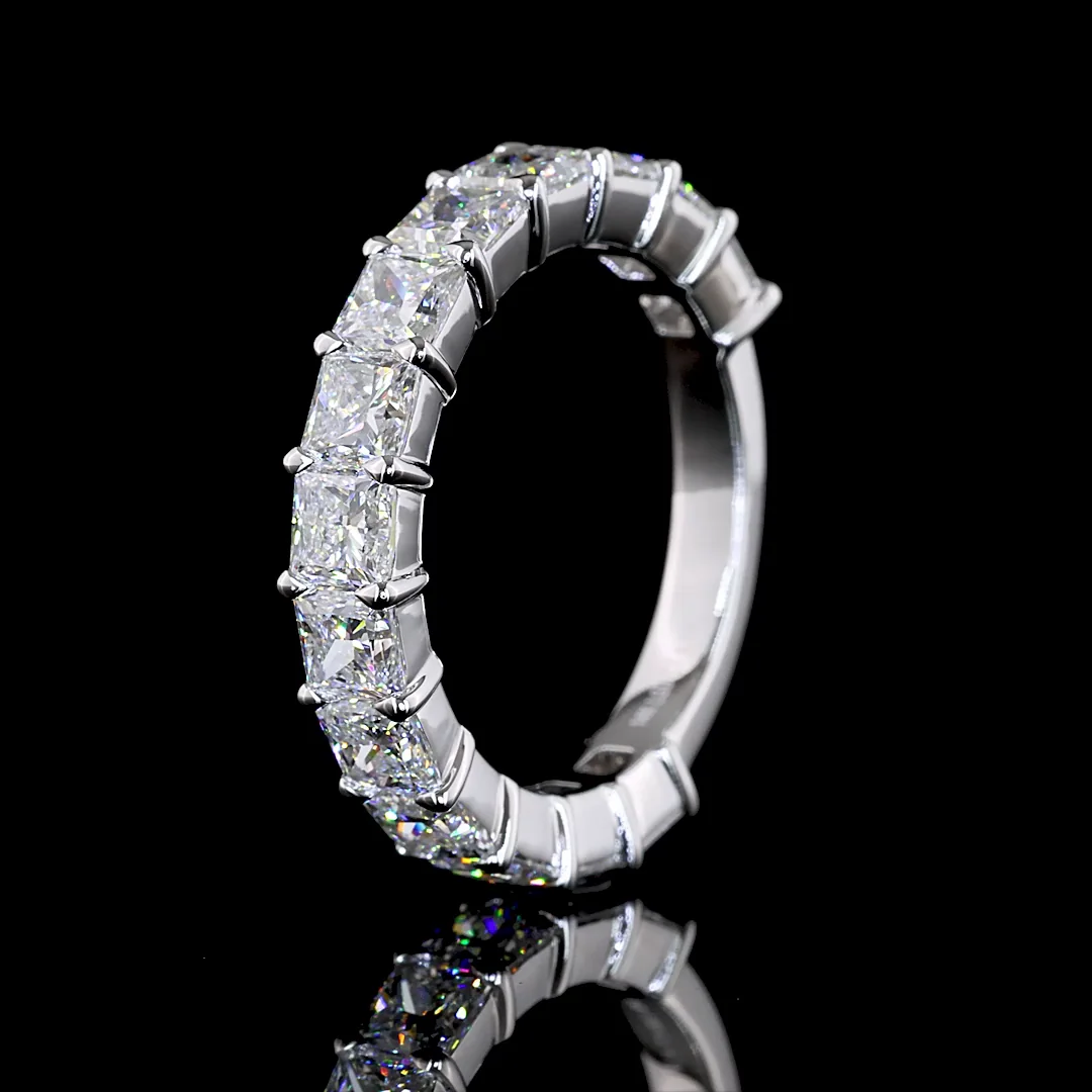 4.24 Cts 14k White Gold Princess Shape 3/4 Band Eternity Band - Image 4