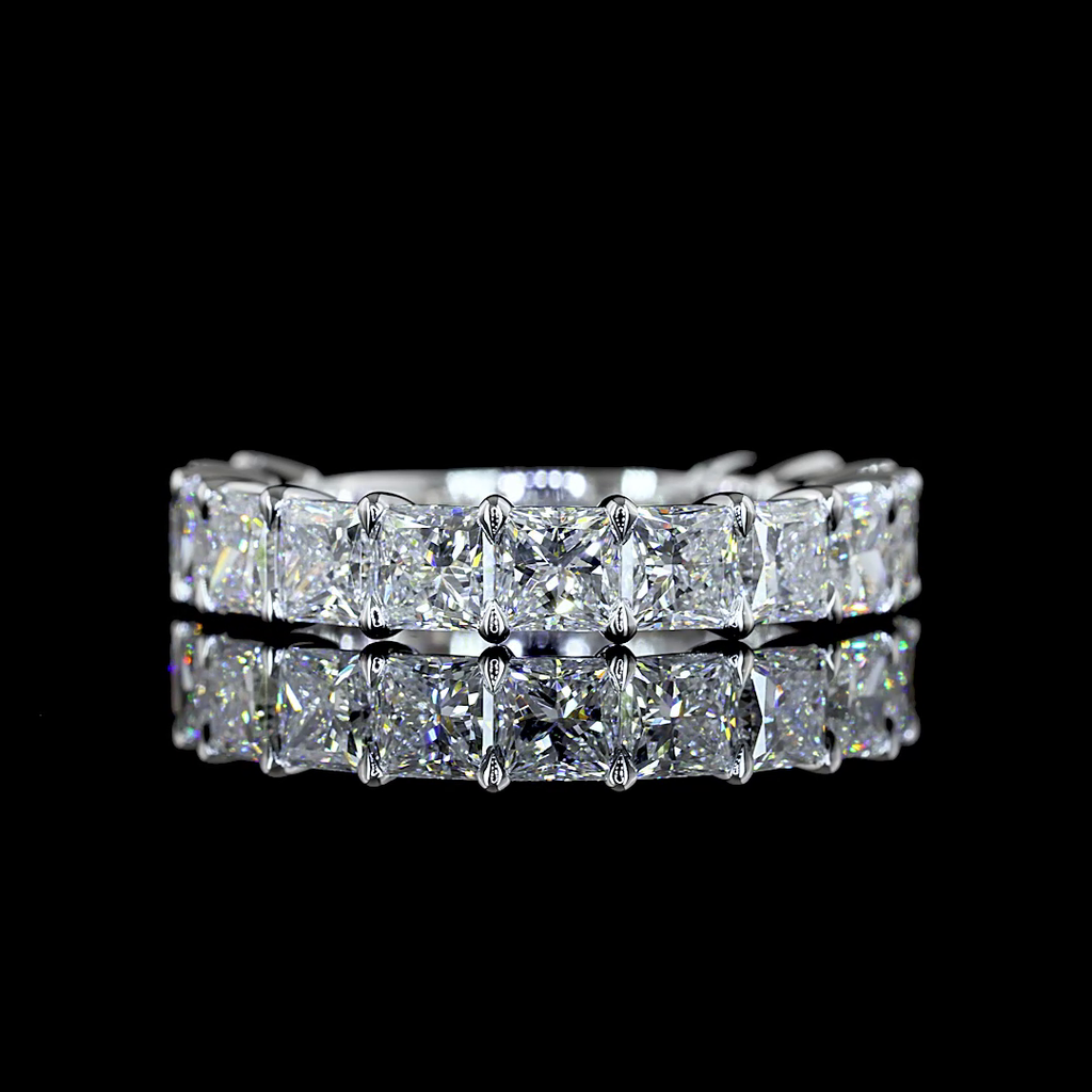 4.24 Cts 14k White Gold Princess Shape 3/4 Band Eternity Band - Video