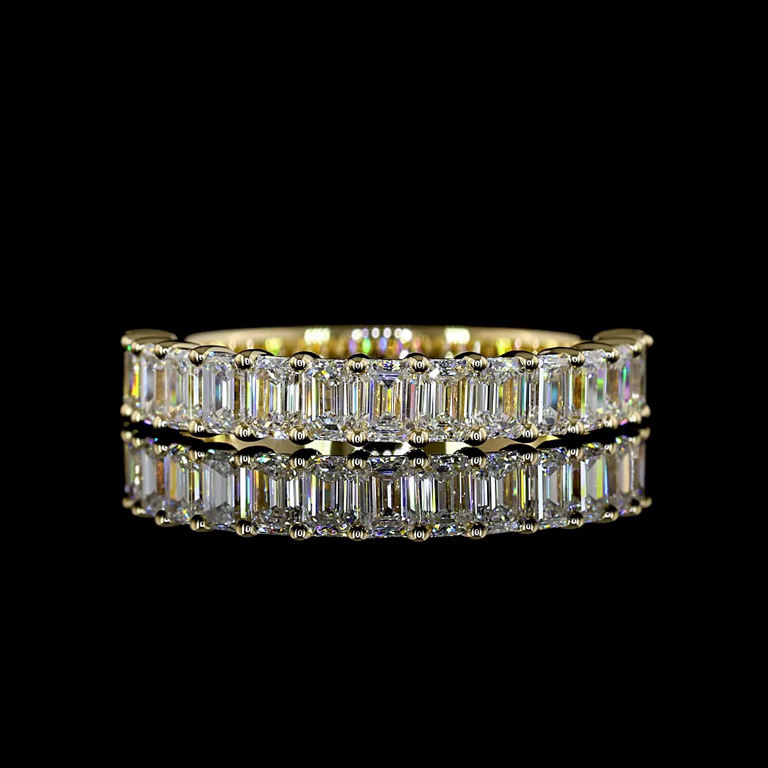 1.44 Cts 14k Yellow Gold Emerald Shape Half Eternity Eternity Band - Video