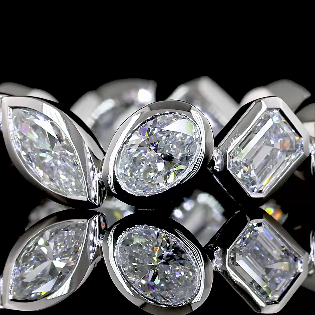 2.48 Cts Platinum Mix Shape Eternity Band Eternity Band - Image 3