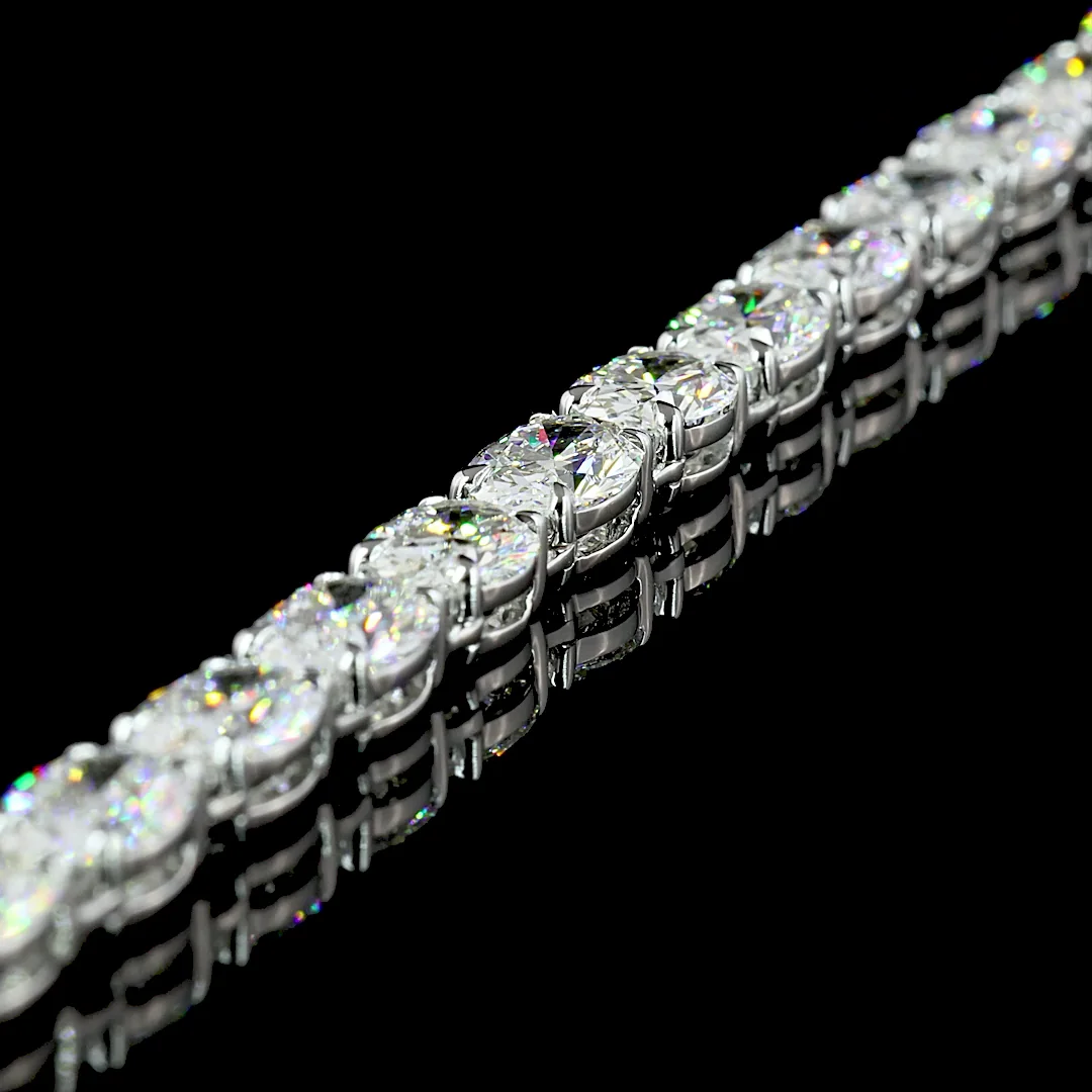 40.4 Cts 14k White Gold Oval Shape Tennis Necklace - Image 2