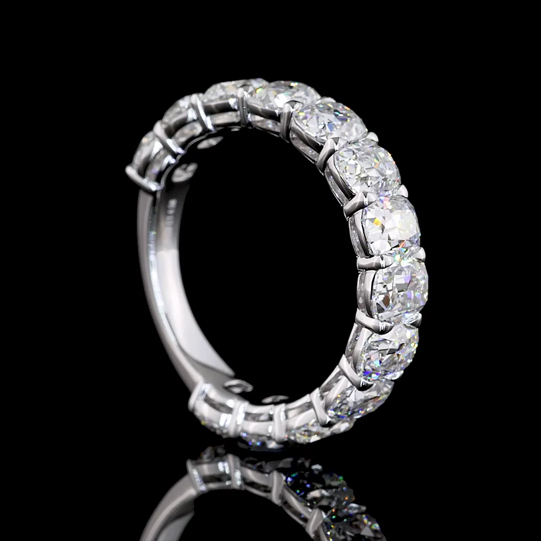 4.58 Cts 14k White Gold Antique Cushion Shape 3/4 Band Eternity Band - Image 2