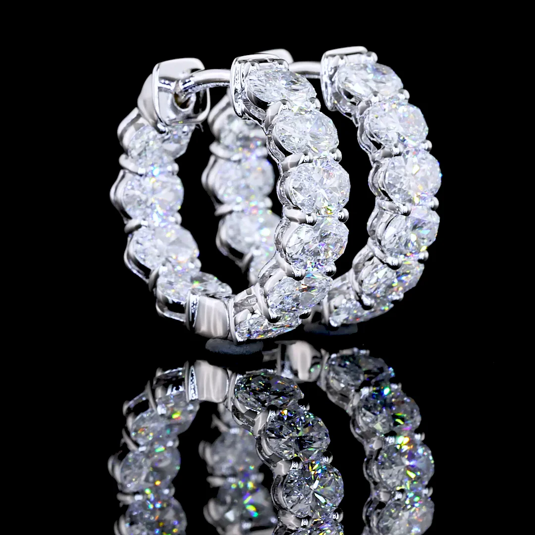 2.01 Cts 14k White Gold Oval Shape Hanging Earring - Video
