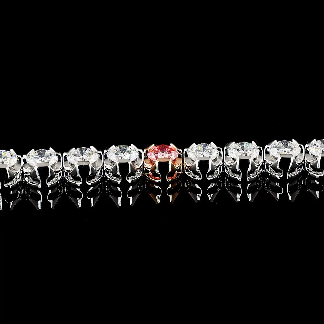 4.76 Cts 14k Two Tone Round Shape Tennis Bracelet - Image 4