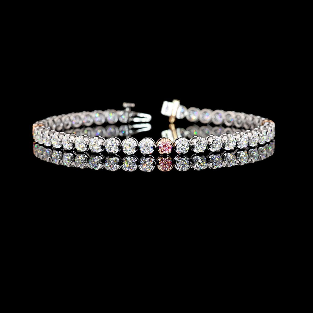 4.76 Cts 14k Two Tone Round Shape Tennis Bracelet - Video