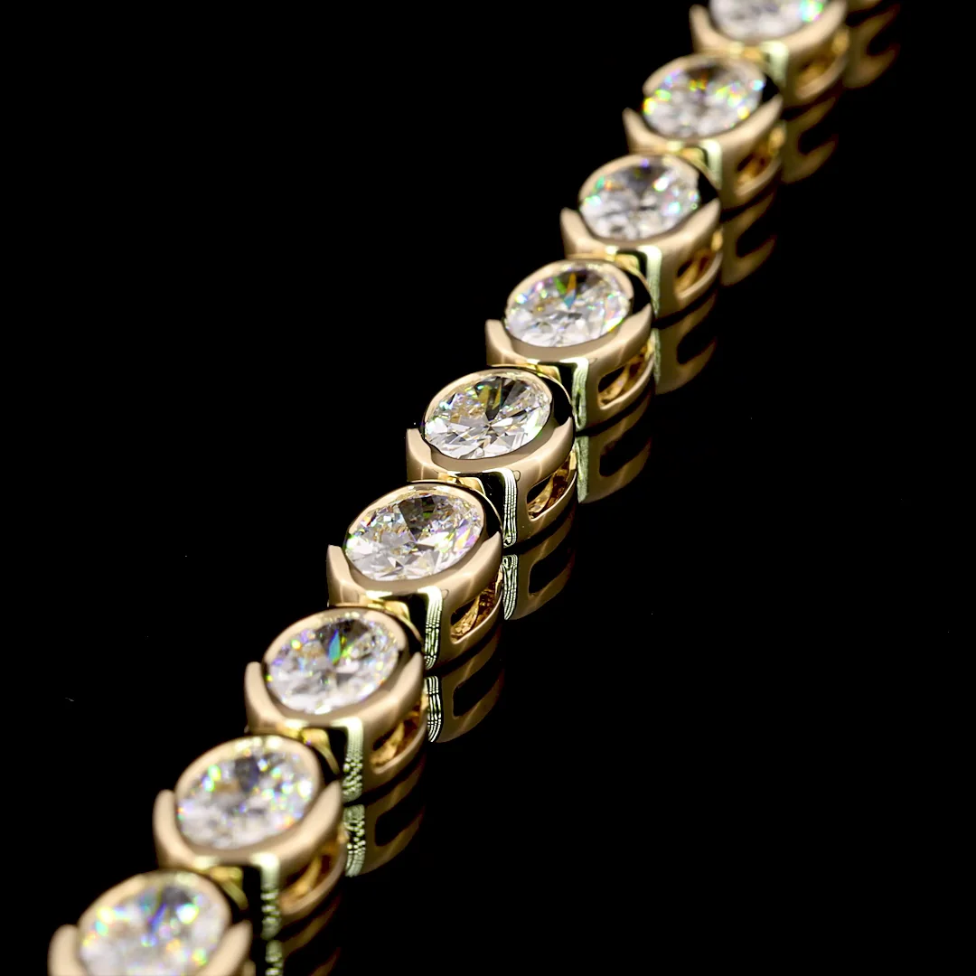 7.3 Cts 14k Yellow Gold Oval Shape Tennis Bracelet - Image 4