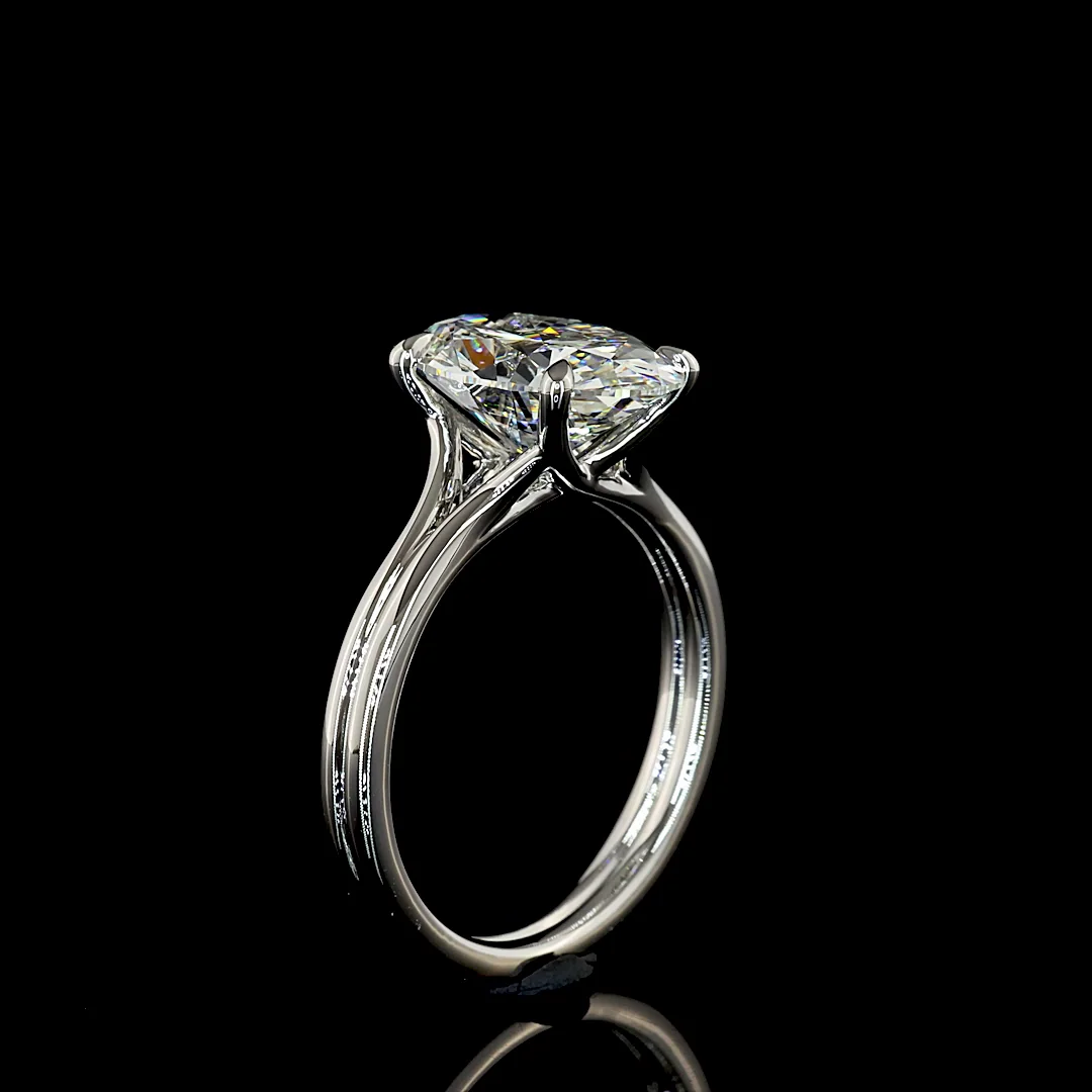 3.5 Cts Platinum Oval Shape Solitaire Ring - Image 4