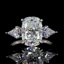 3.8 Cts Platinum Cushion Brilliant Shape 3 Stones Ring - Image 3