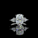 3.8 Cts Platinum Cushion Brilliant Shape 3 Stones Ring - Video