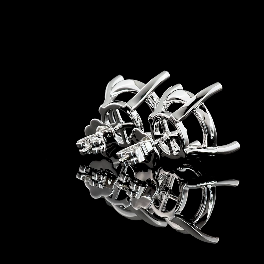 18.06 Cts 14k White Gold Round Shape Studs Earring - Image 2