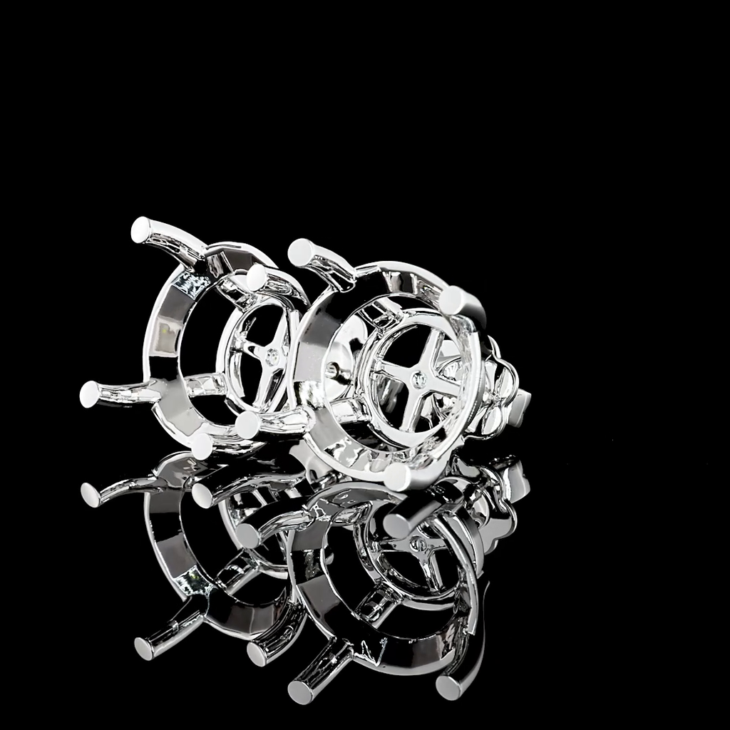 18.06 Cts 14k White Gold Round Shape Studs Earring - Image 3