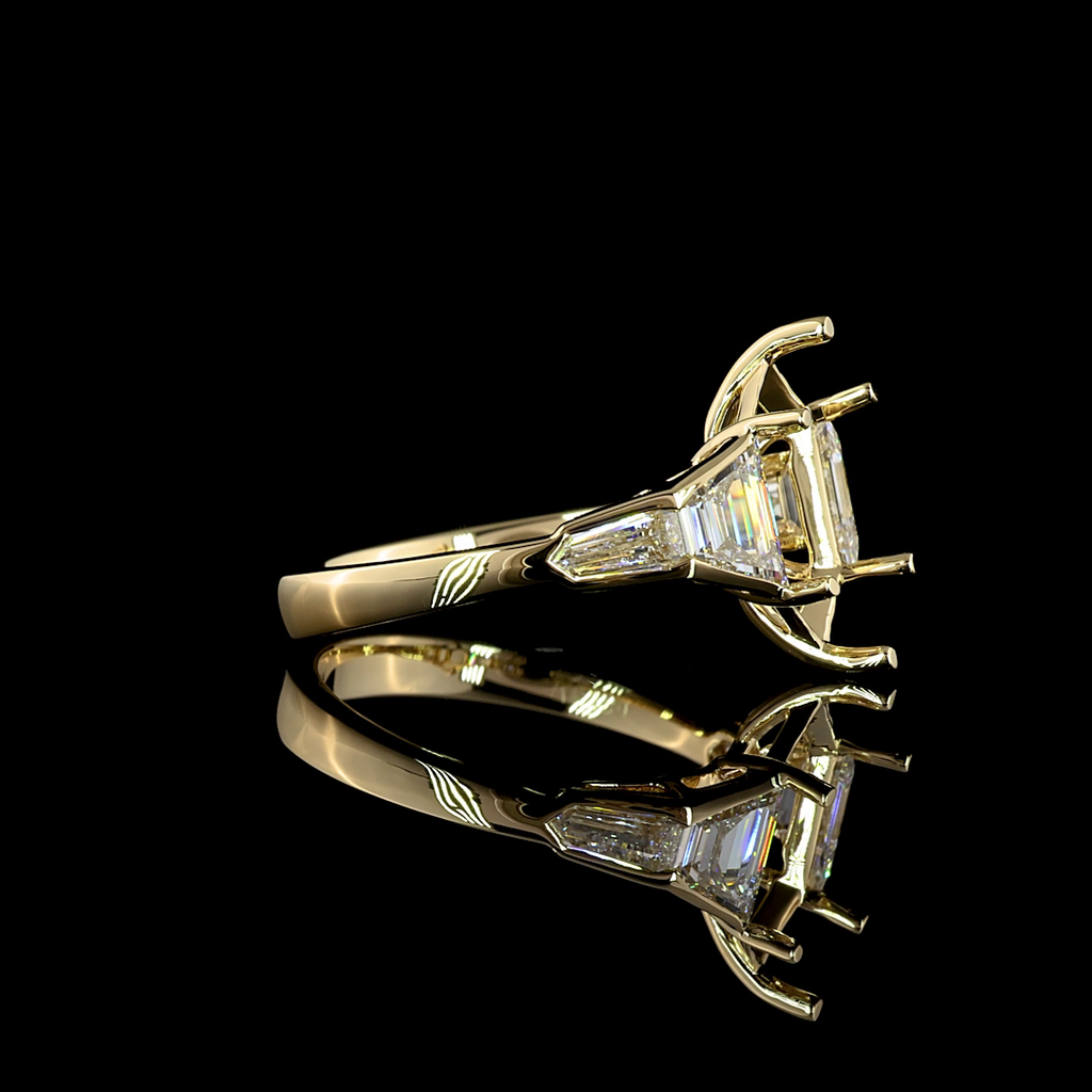 4.07 Cts 14k Yellow Gold Step Marquise Shape 5 Stones Ring - Image 2