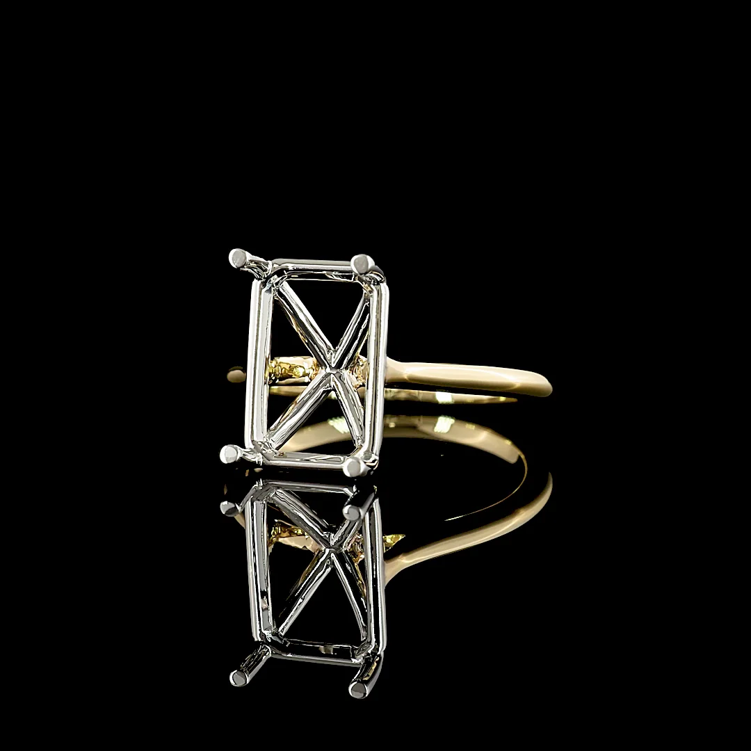 0 Cts 14k Yellow Gold - Platinum Shape Solitaire Ring - Image 2