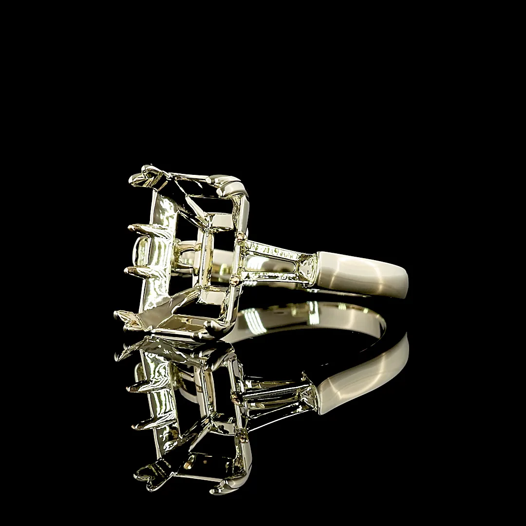 0 Cts 14k White Gold Shape 3 Stones Ring - Image 2