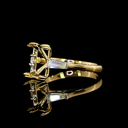 3.58 Cts 18k Yellow Gold Emerald Shape 3 Stones Ring - Image 2