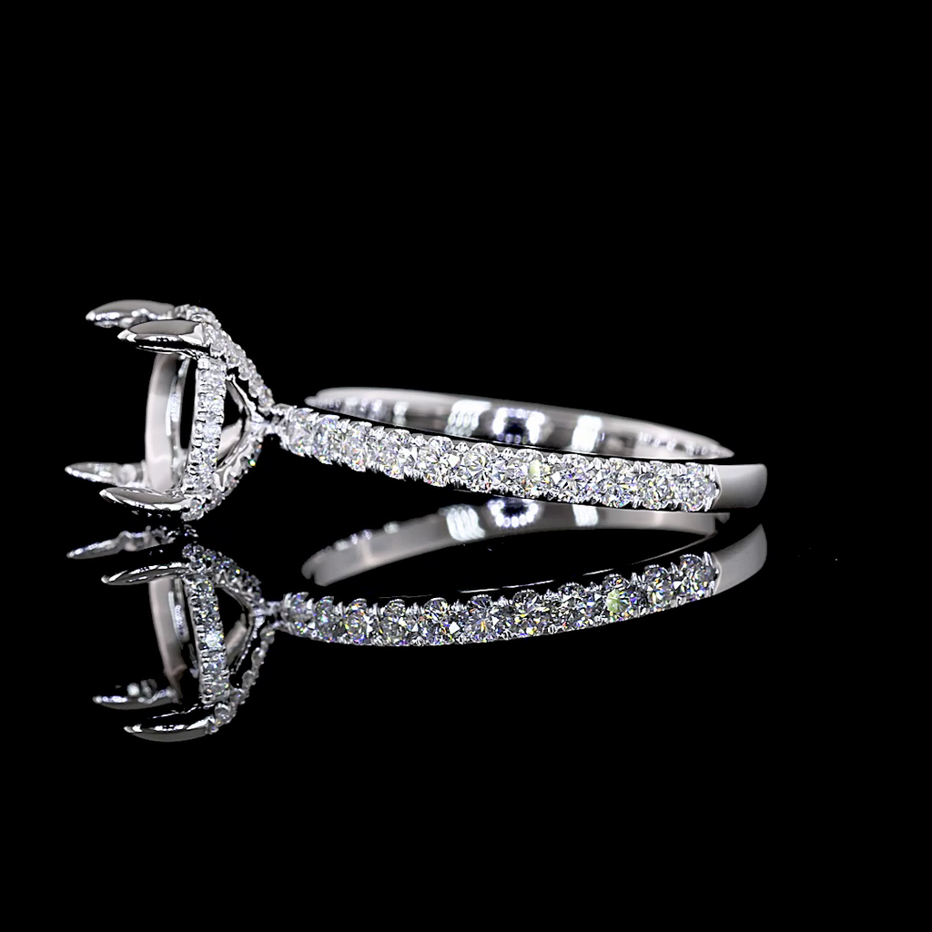 3.09 Cts 14k White Gold Round Shape Solitaire Diamond Shank Ring - Image 3