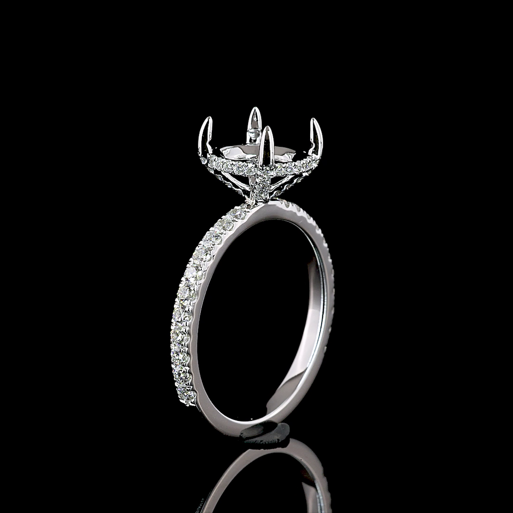 3.09 Cts 14k White Gold Round Shape Solitaire Diamond Shank Ring - Image 4