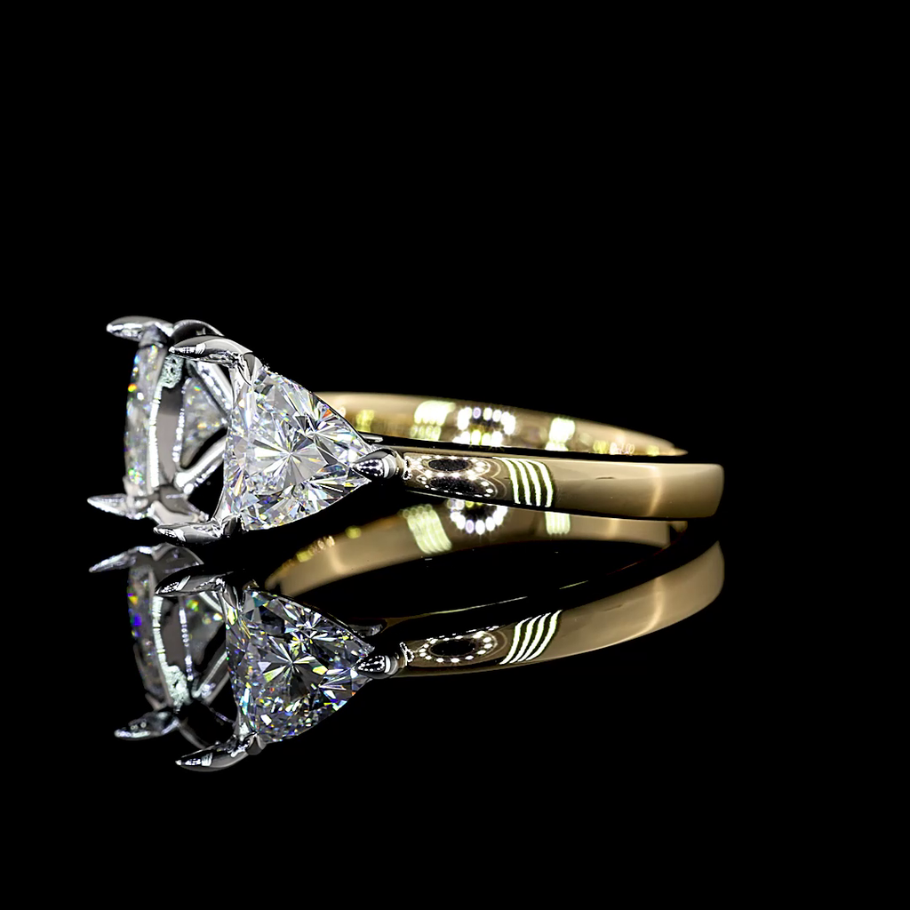4.76 Cts 14k Two Tone Cushion Modified Shape 3 Stones Ring - Image 3