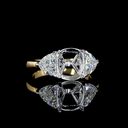 4.76 Cts 14k Two Tone Cushion Modified Shape 3 Stones Ring - Video