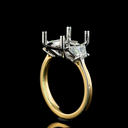 3.78 Cts 14k Two Tone Cushion Brilliant Shape 3 Stones Ring - Image 2