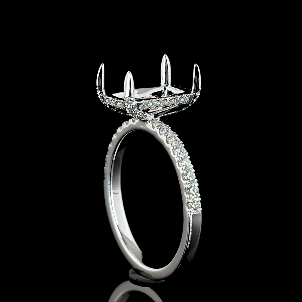 3.6 Cts 14k White Gold Radiant Shape Hidden Halo Ring - Image 2