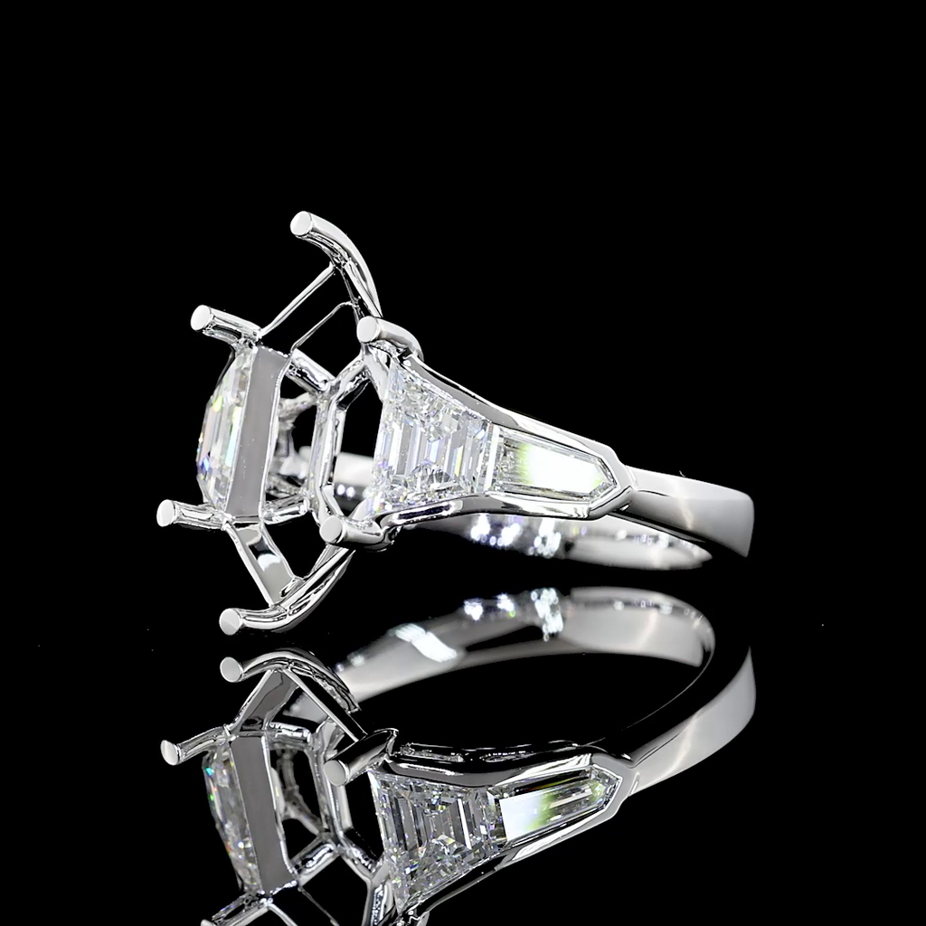 4.38 Cts 14k White Gold Antique Marquise Shape 5 Stones Ring - Image 2