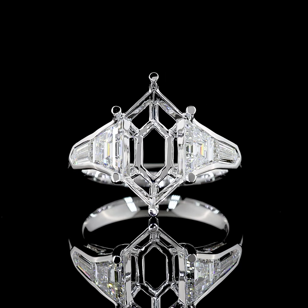 4.38 Cts 14k White Gold Antique Marquise Shape 5 Stones Ring - Image 3