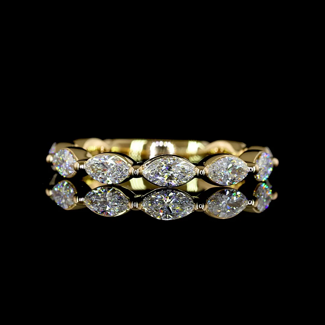 0.77 Cts 18k Yellow Gold Marquise Shape Half Eternity Eternity Band - Video