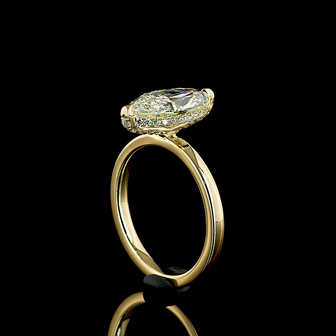 2.78 Cts 14k Yellow Gold Marquise Shape Hidden Halo Ring - Image 2