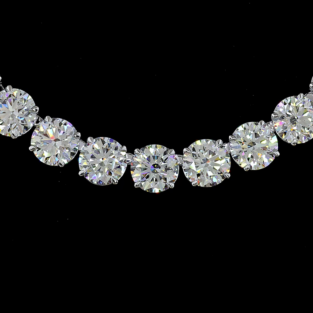 68.71 Cts 14k White Gold Round Shape Tennis Necklace - Image 3