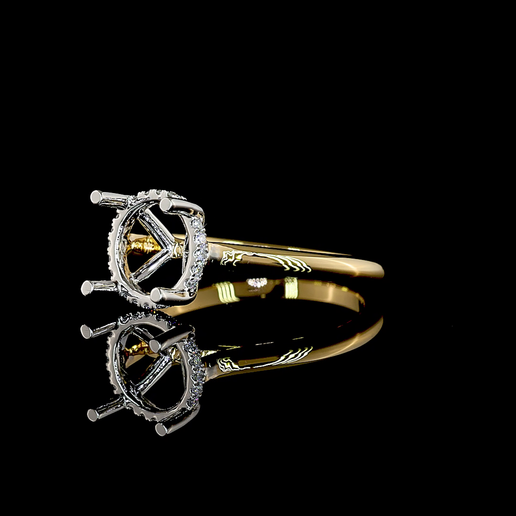 0.1 Cts 18k Yellow Gold - Platinum Shape Hidden Halo Ring - Image 2