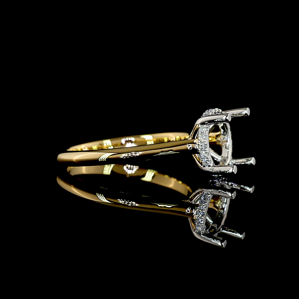 0.1 Cts 18k Yellow Gold - Platinum Shape Hidden Halo Ring - Image 3